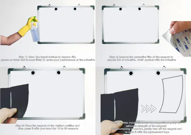 steps for using self-adhesive magnets