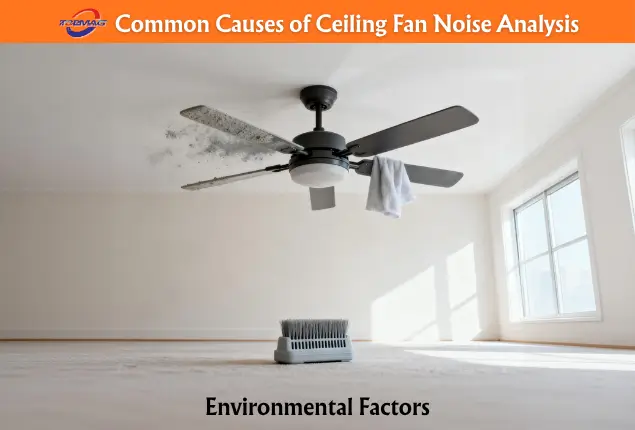 Dusty ceiling fan blades after long-term use