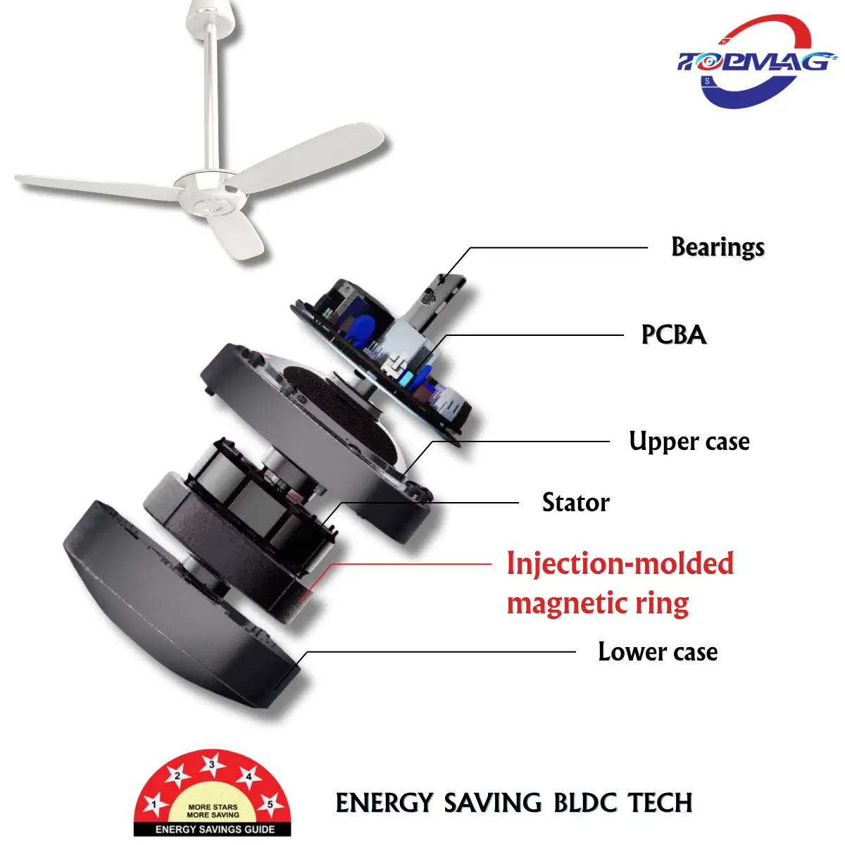 Injection Molded Ring Magnet in the Internal Structure of BLDC Motors, and Complies with BEE Star Rating