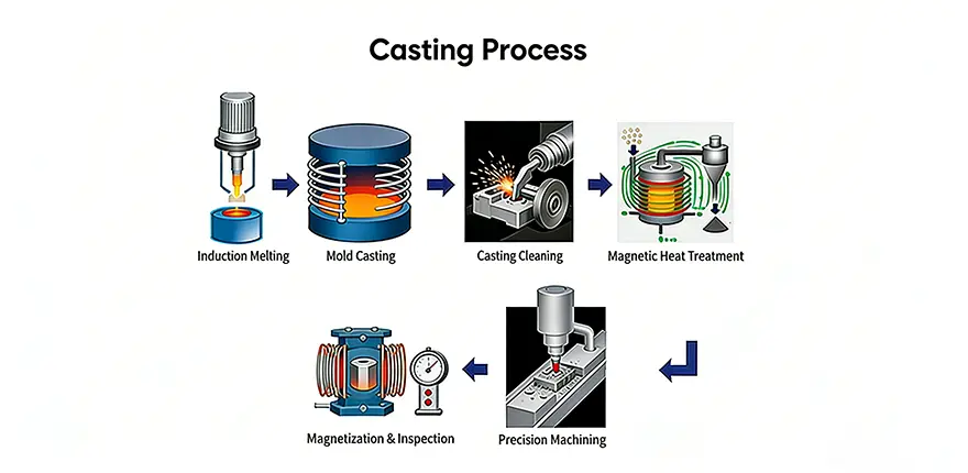 Proceso de fundición de imanes