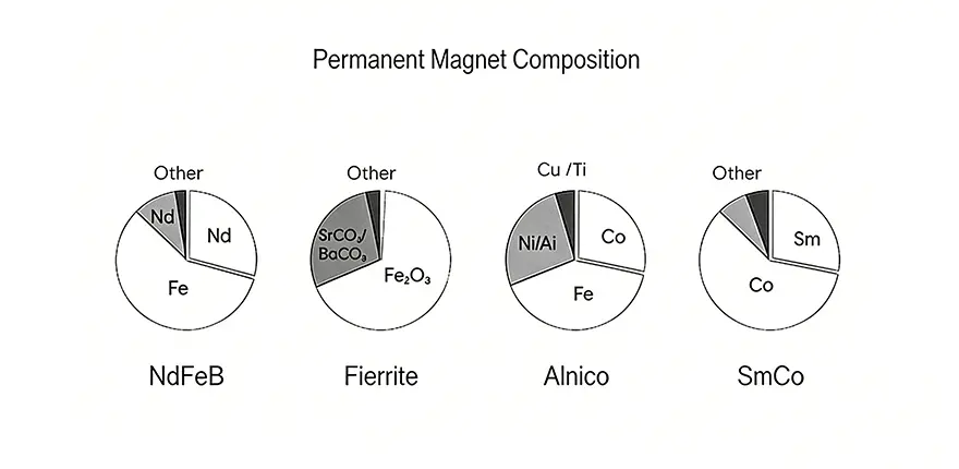 La composición elemental de los imanes