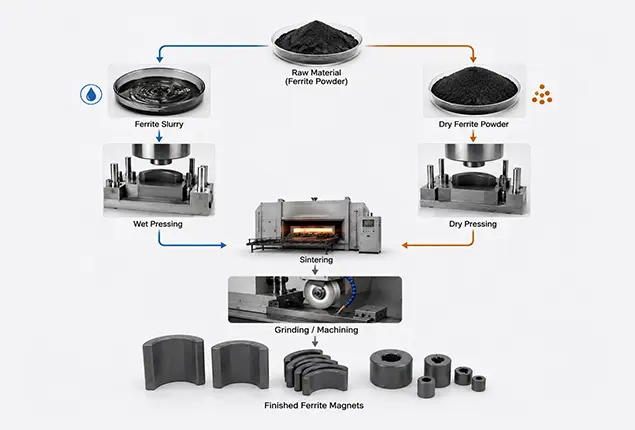 Wet Press vs Dry Press Ferrite Magnets