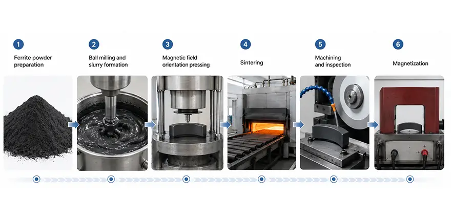 What is Wet Pressing for Ferrite Magnets