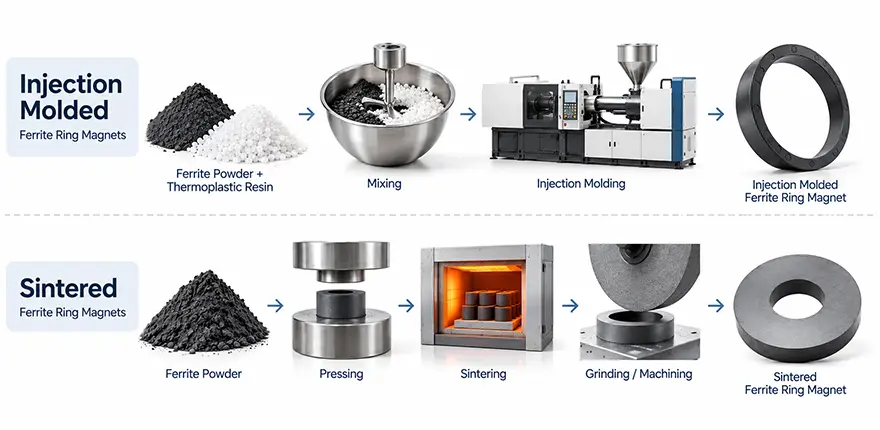 Injection Molded vs. Sintered Ferrite Ring Magnets​